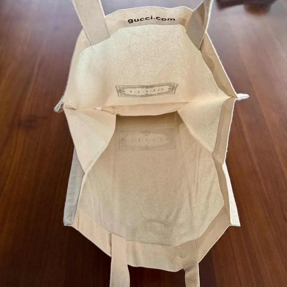 Gucci Natural Canvas Vertical Tote Black Logo Alessandro Michele Era